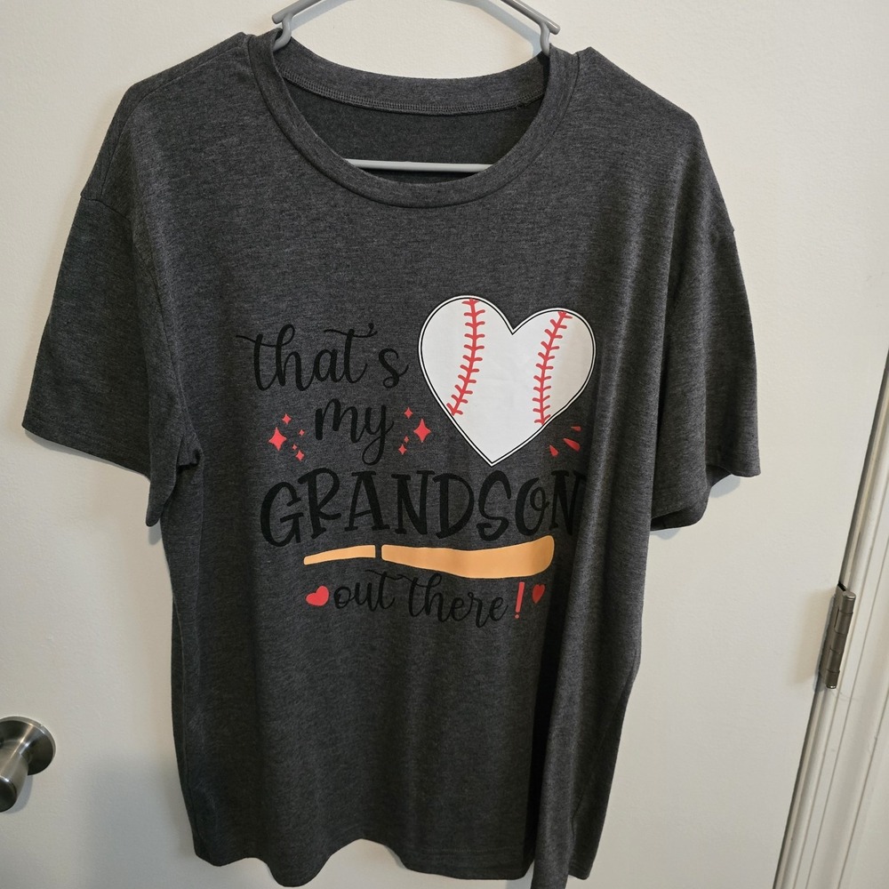 That's My Grandson Out There Grey Baseball T Shirt